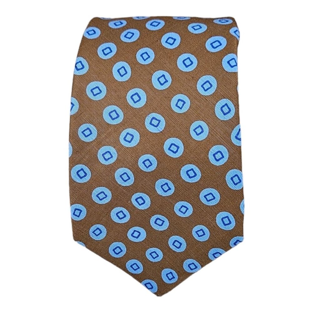 🆕️KITON 7FOLD Brown Geometric Silk Blend Tie ITALY 61"/ 3.5" NWT